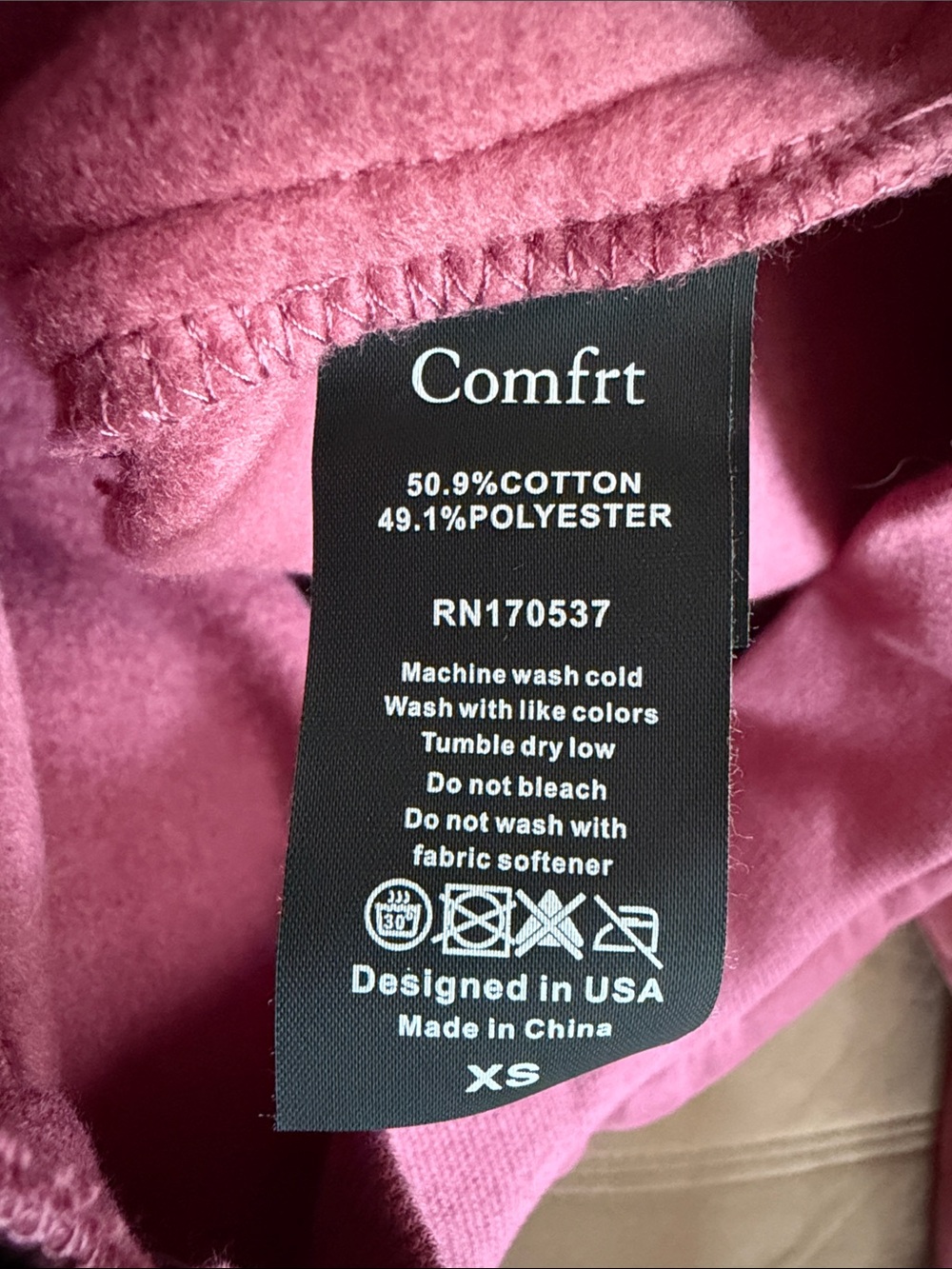 Comfrt Airplane Mode Hoodie with mask Berry color size XS Unisex - Picture 8 of 9